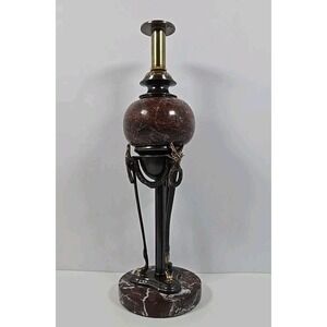 Vintage Fredrick Cooper Lamp Base Only 12" Red Marble Brass Classic Timeless